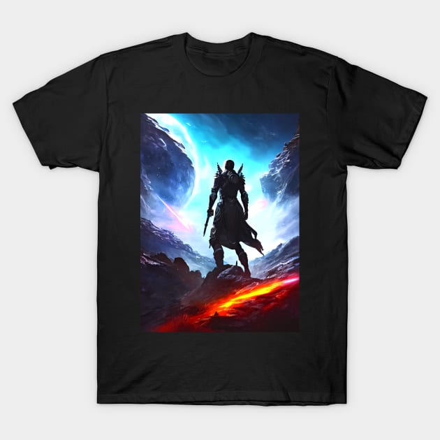 Human/Alien War - A Warlocks Moment - AI Generated Sci Fi Concept Art - T-Shirt by AfroMatic